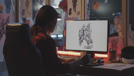 Graphic Designer Working on Character Design