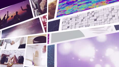 animación compuesta de múltiples pantallas de negocios, ocio y tecnología de desplazamiento