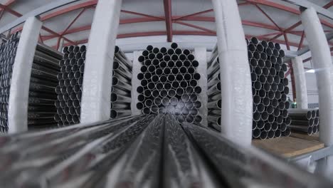 steel pipes stacked on a pallet