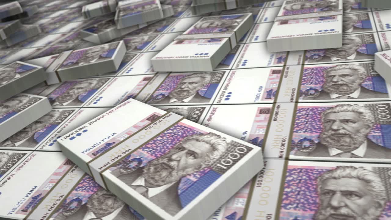 크로아티아 쿠나 화폐  루프 애니메이션