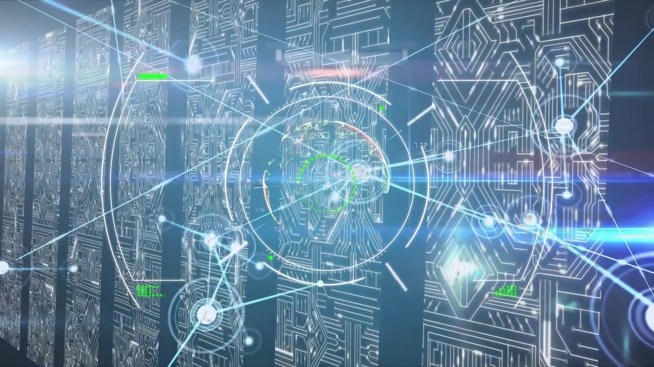 Animation of network of connections with scope over computer servers