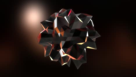 abstract background with rotating and glowing red crystal reflecting the environment