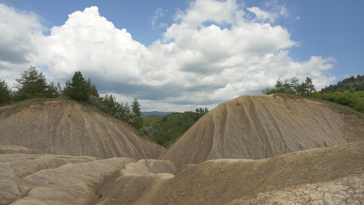 Time Lapse of Group of Mud Volcanoes, Dried Off Volcanic Mud, 4K
