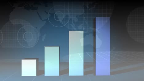 gráfico de datos creciendo en un mapa mundial digital en el fondo