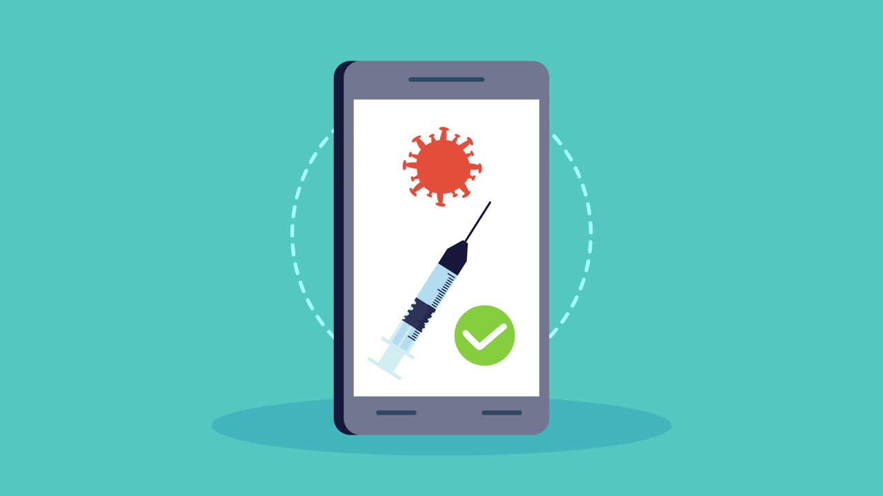 teléfono inteligente con vacuna contra la enfermedad covid-19
