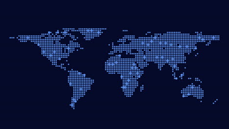 world map formed by dots, each dot represents a separate location