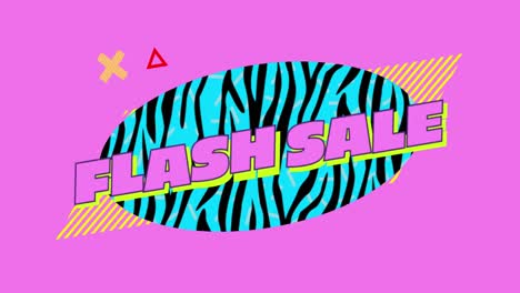 flash sale graphic in turquoise oval on pink background