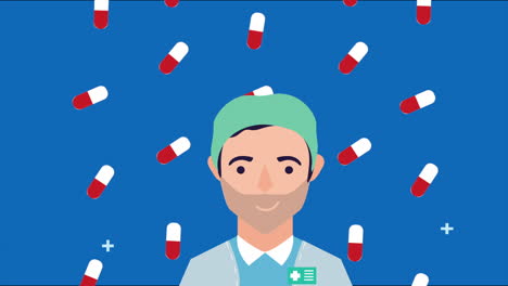 doctor with capsules pattern character animation