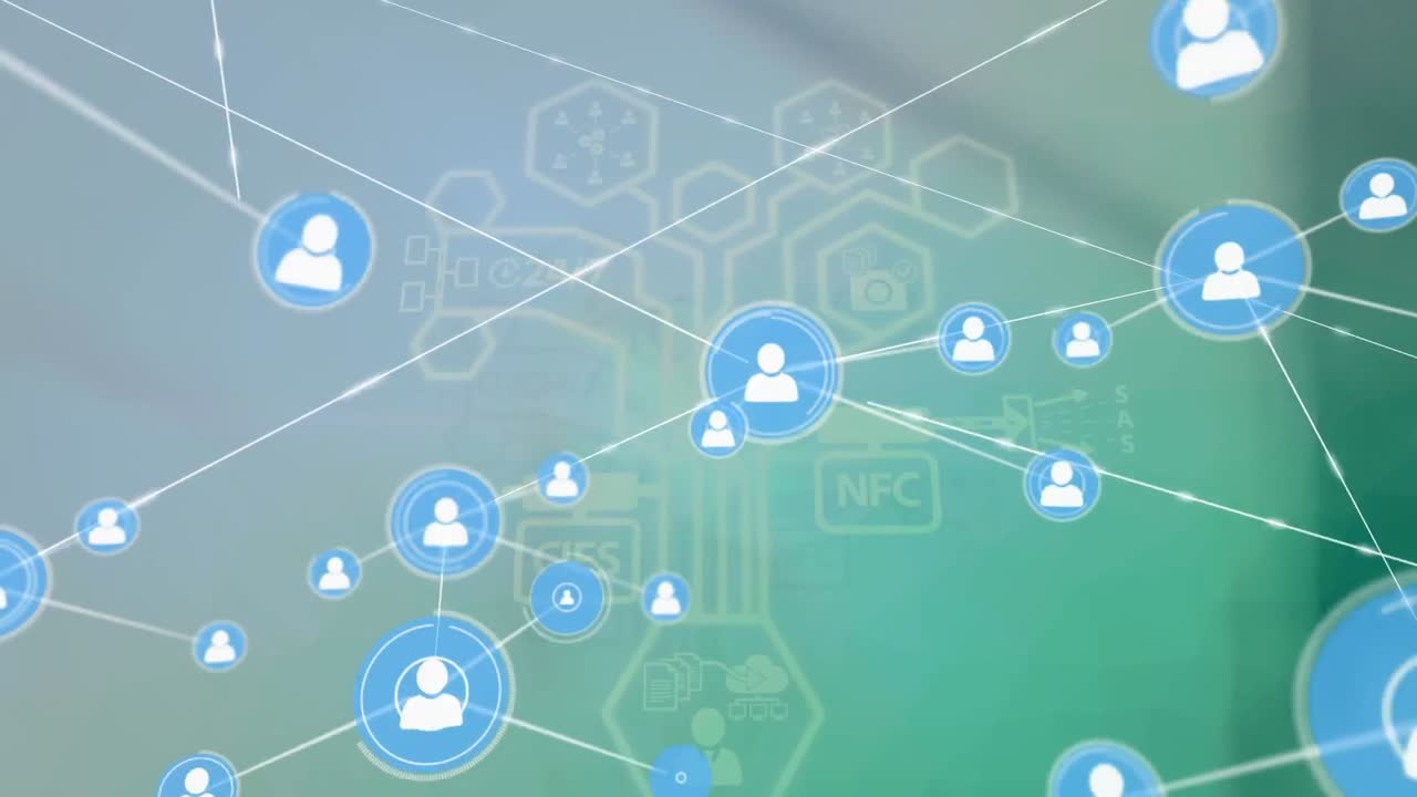 디지털 아이콘으로 연결 네트워크의 애니메이션