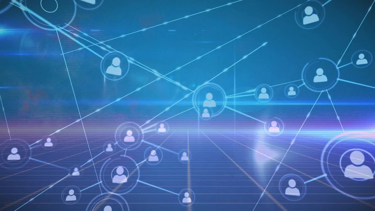 Animation af netværk af forbindelser over databehandling
