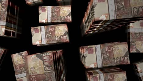 vuelo sobre el chelín de kenia dinero paquetes de billetes de bucle animación