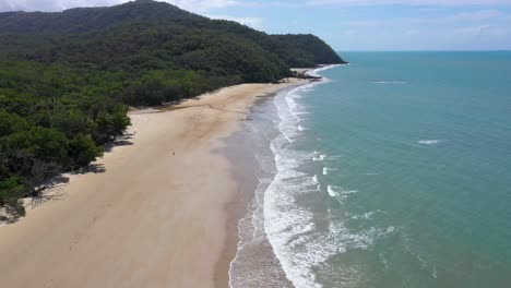 cow bay in daintree rainforest aerial of beach and ocean, queensland, australia