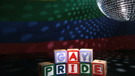 Disco-ball-spinning-above-gay-pride-blocks