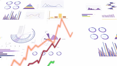 animación del procesamiento de datos financieros y las estadísticas con líneas.