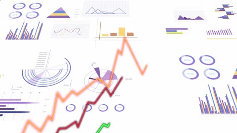 animation of financial data processing and statistics with lines