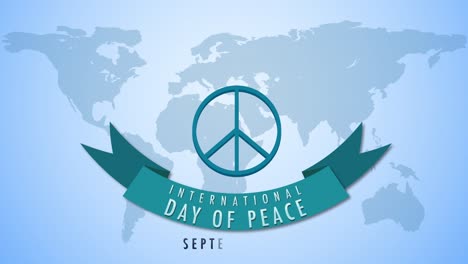 animation of doves and peace symbol over world map