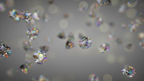 diamonds and glitters 3d render seamless loop animation