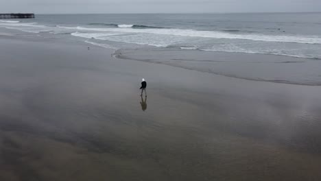 Solo-man-exploring-the-beach-during-a-beautiful-California-sunrise