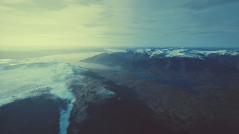 aerial drone panorama view of mountains in icealand