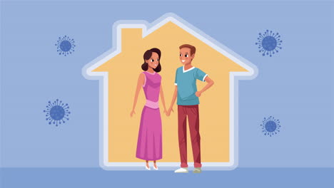 una pareja de jóvenes amantes se quedan en casa.