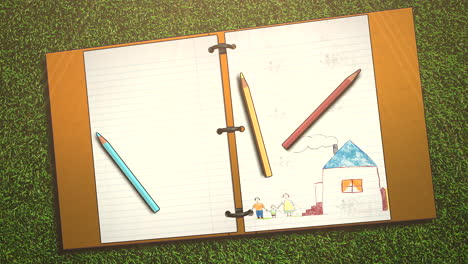 closeup of kids background with notebook and pencil school background 1