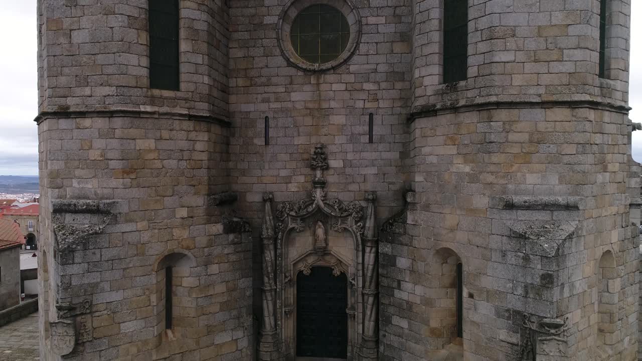 Cathedral and City of Guarda in Portugal Aerial View