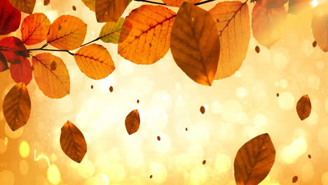 animation of leaves falling over autumn scenery