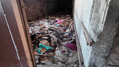 rubbish and rubble in abandoned hotel national chisinau moldova