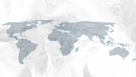 world map with highlighted regions and icons, data visualization animation