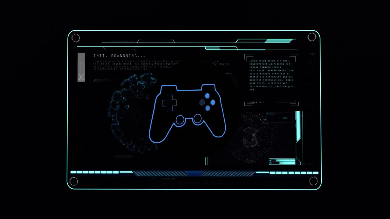 Animation of data processing over gamepad icon