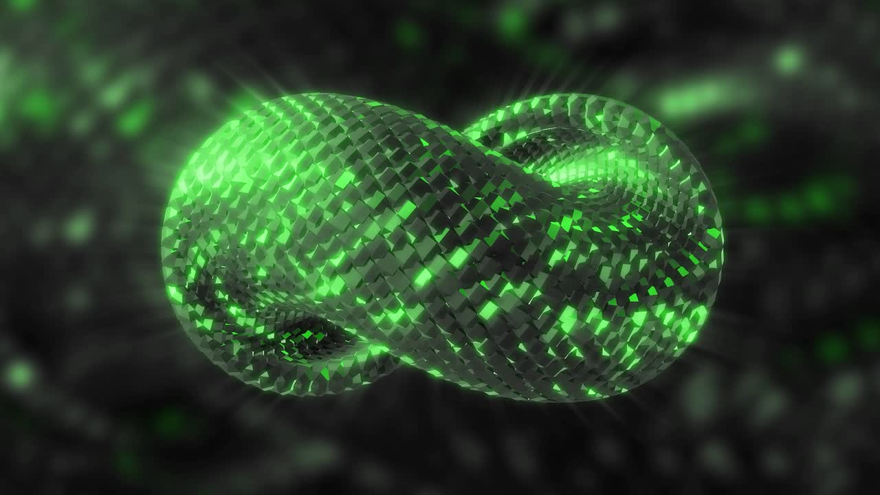 Abstract 3D Render of a Green Geometric Infinity Symbol