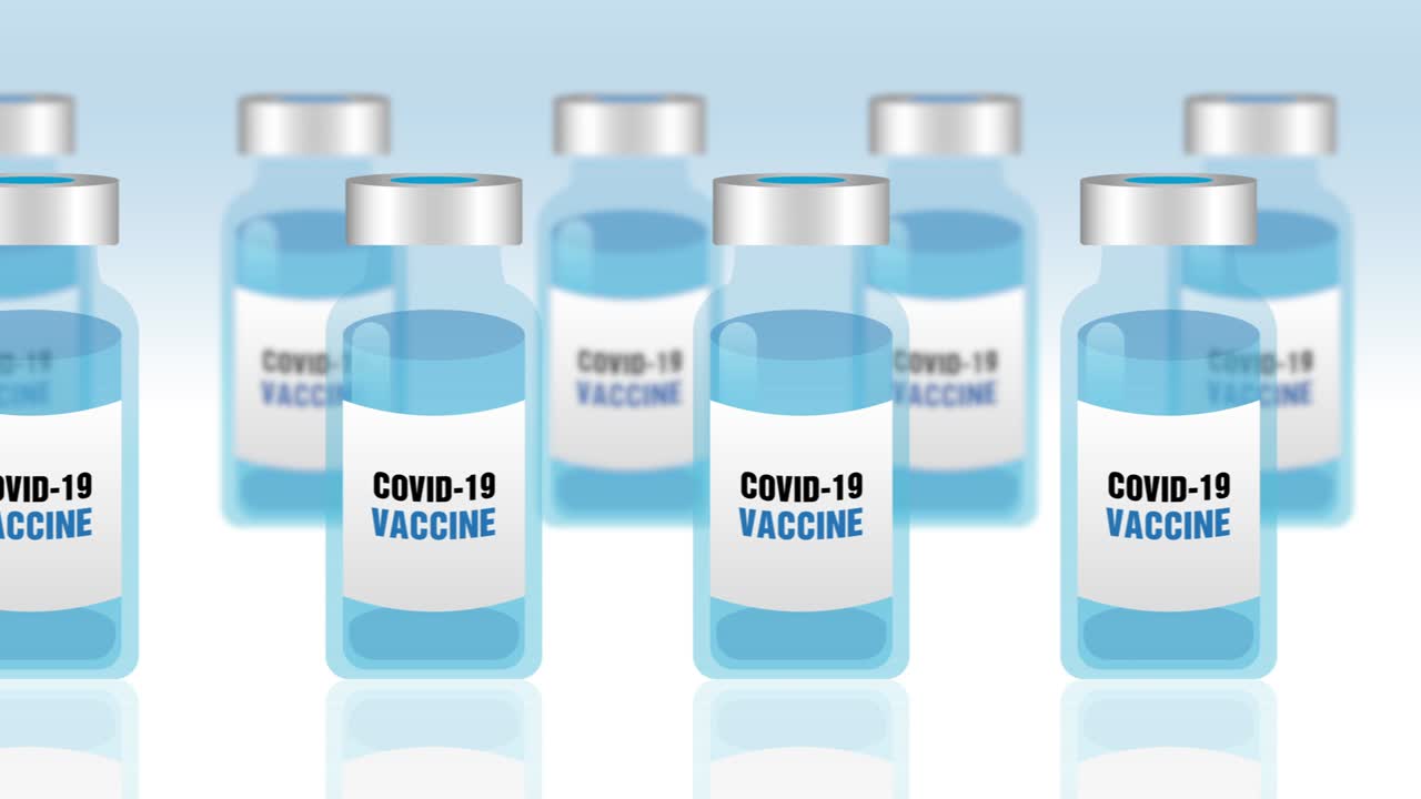 Set of covid-19 vaccine vials, seamless looping, 2D animation