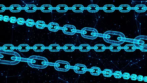 animación de bucle de tecnología de enlace de cadena de bloques de hologramas