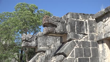 eagles and jaguars heads side view in chichen itza maxicoi