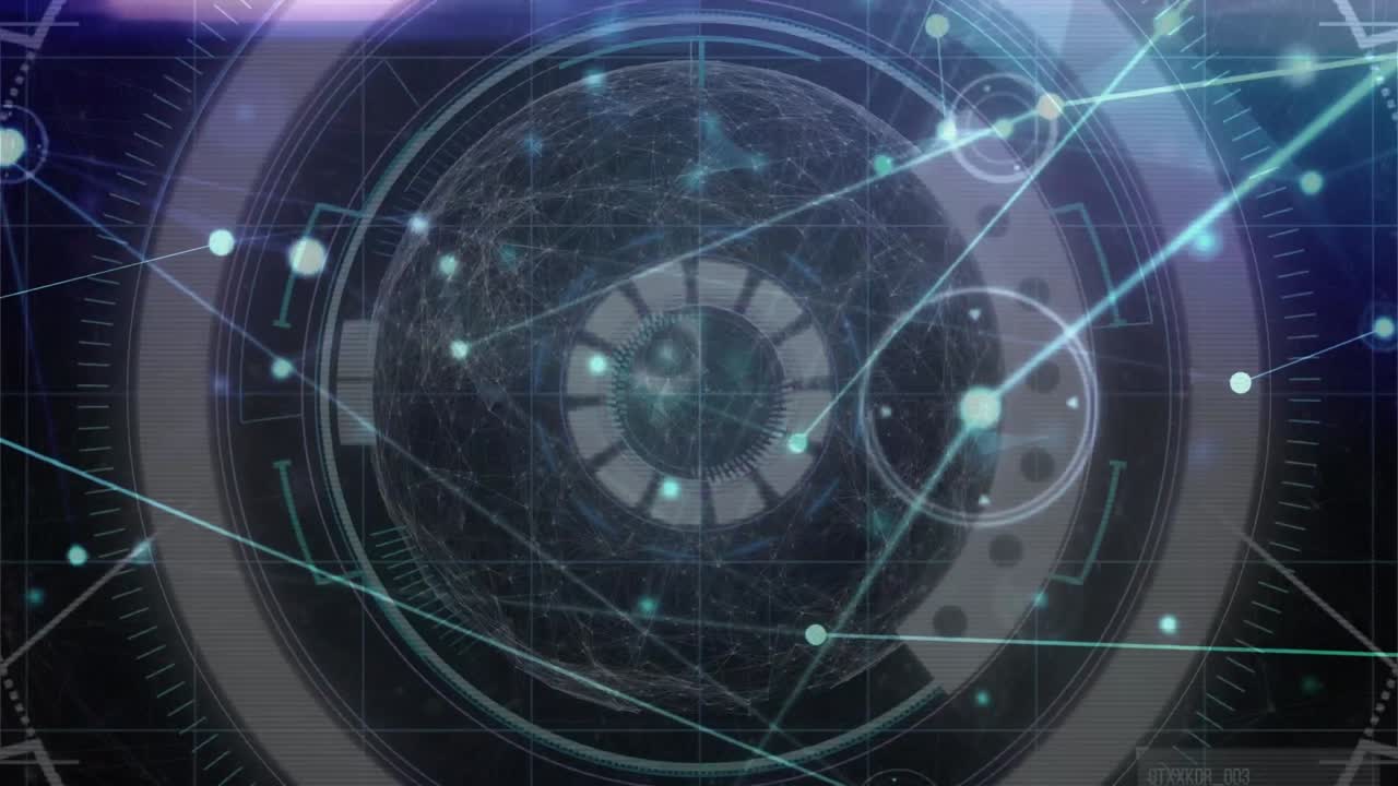 어두운 배경 위의 연결 네트워크의 애니메이션