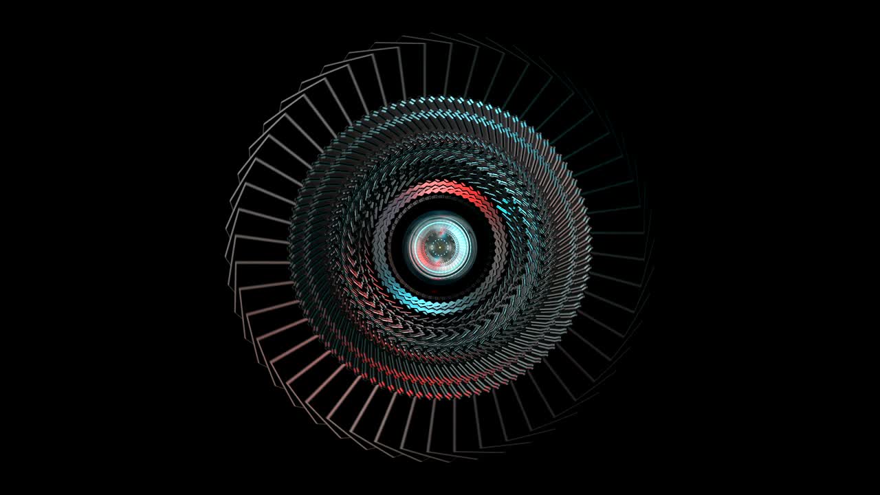 Motion Graphic hi-tech circle, robotic mechanical eye. Loop. Alpha included.