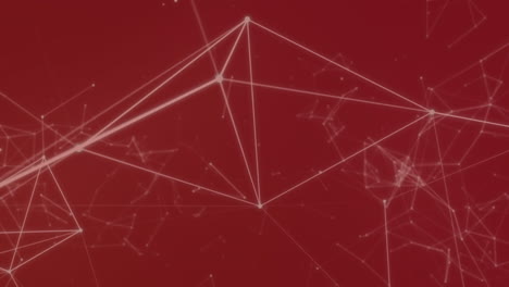 animación de una red blanca de conexiones que se mueve sobre un fondo rojo