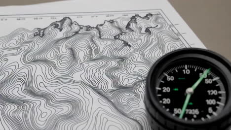 topographic map with compass