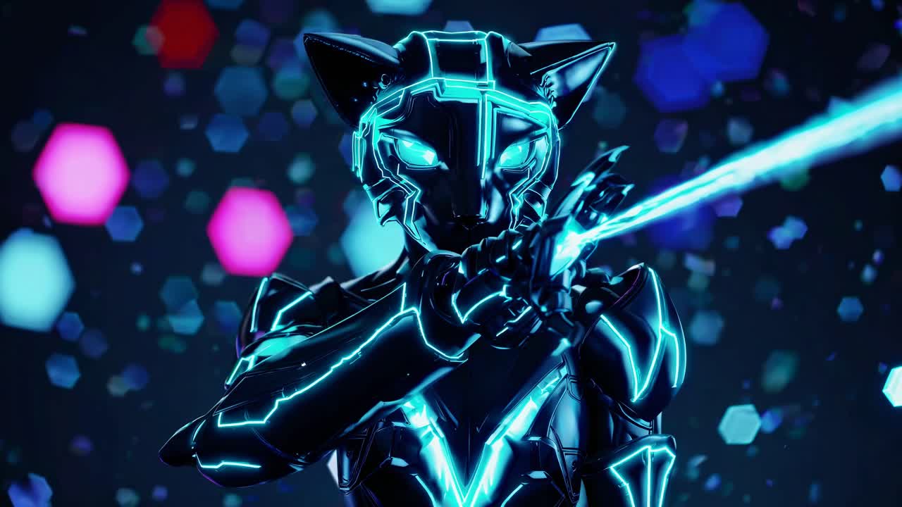 Cyberpunk Catgirl Warrior