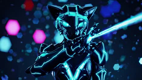 cyberpunk catgirl warrior