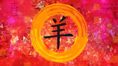zodiaco chino de cabra en caligrafía china en fondo pintado