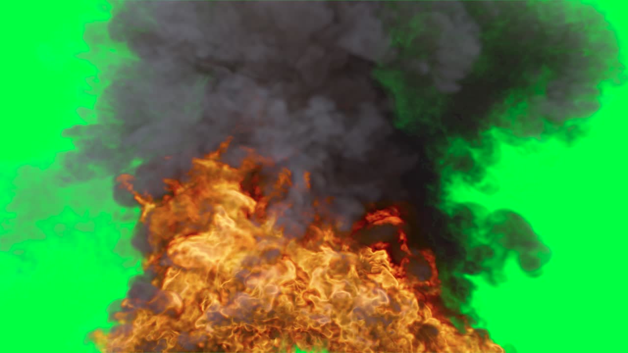 Fire and Smoke Explosion on Green Screen