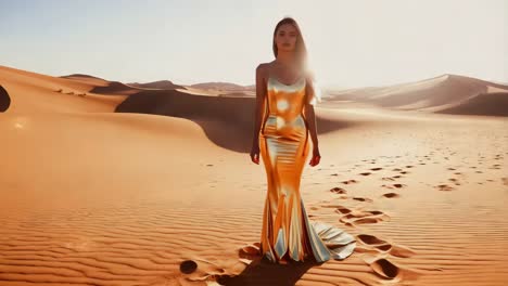 golden dress in the desert