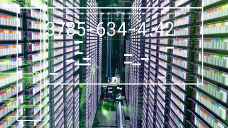 Animation-of-interface-with-data-processing-against-computer-server-room