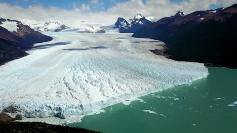 Antena---Glaciar-Perito-Moreno-En-Patagonia,-Argentina,-Plano-General-De-ángulo-Alto