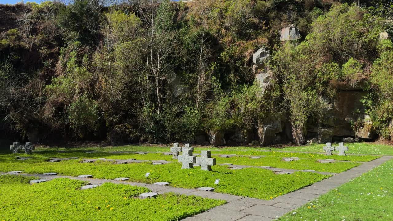 Ireland Epic Locations German War dead markers rising to high cross Glencree Wicklow memorial to the fallen