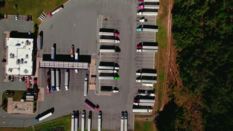 top down aerial of truck stop in jasper, florida usa