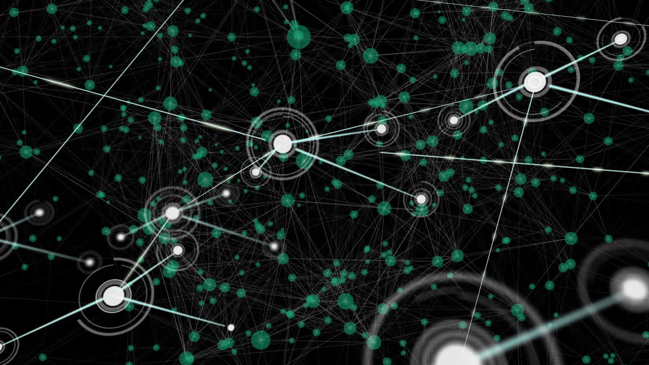 Animation of network of connections over dark background