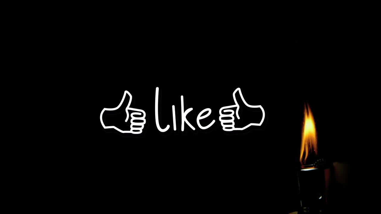 검은색 배경에 라이터를 들고 있는 손 위의 텍스트와 같은 애니메이션