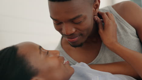 Love,-intimacy-and-black-couple-embrace-in-bed